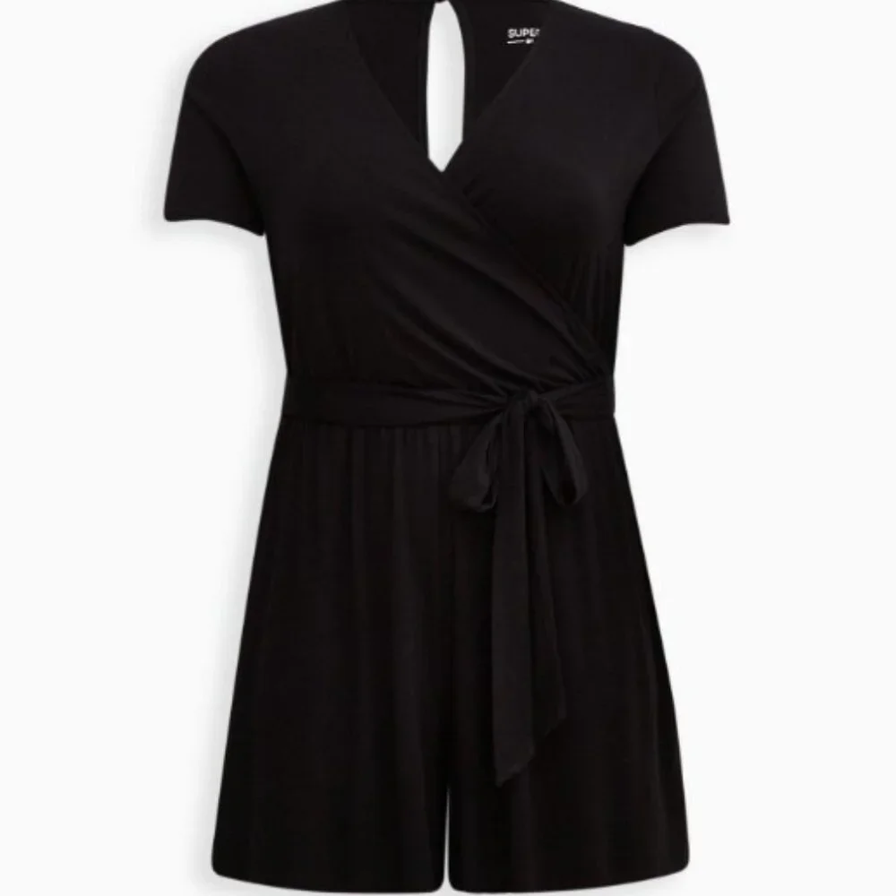 Torrid size 4 NWT Black Super Soft Surplice Romper - Picture 1 of 7